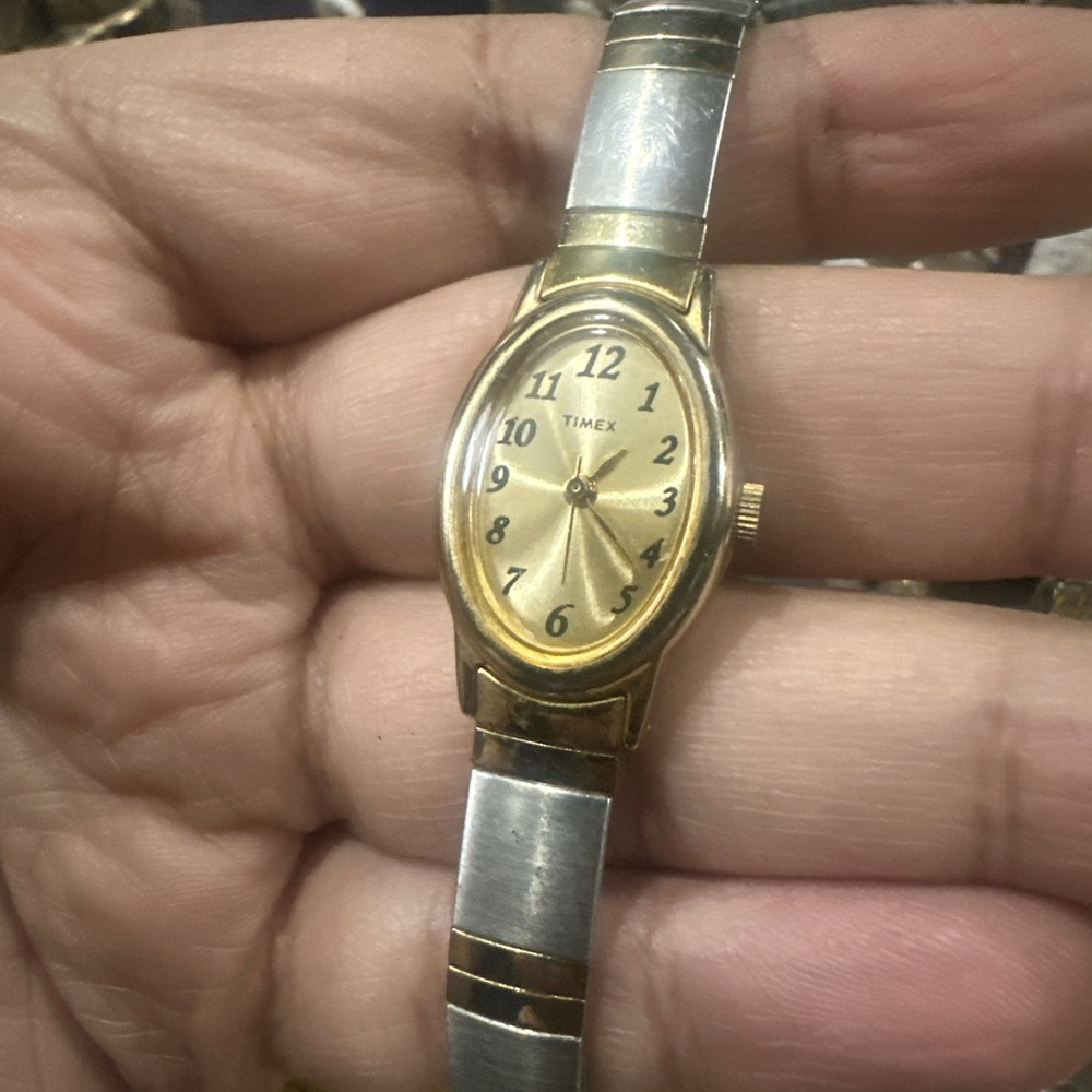 Works Vtg Timex Cavatina Quartz Watch Women Dual Tone Oval 18mm 7in New Battery